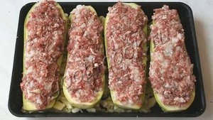 Лодочки из кабачков с фаршем и рисом. Рецепт приготовления