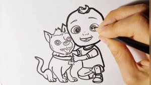 как нарисовать маленкого героя кокомелон Джей джей и Бинго/мультик раскраска для детей и малышей