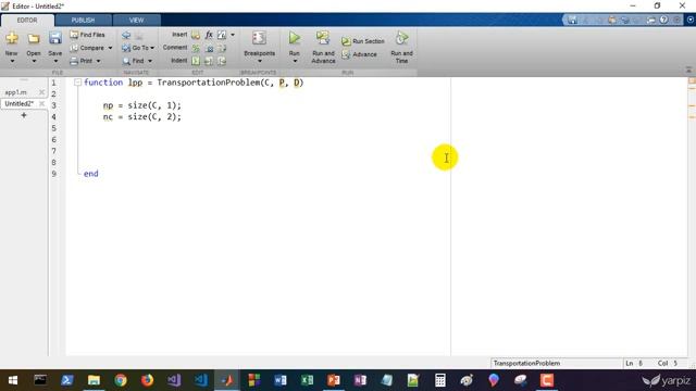 Linear Programming in MATLAB: With Solution to Transportation Problem
