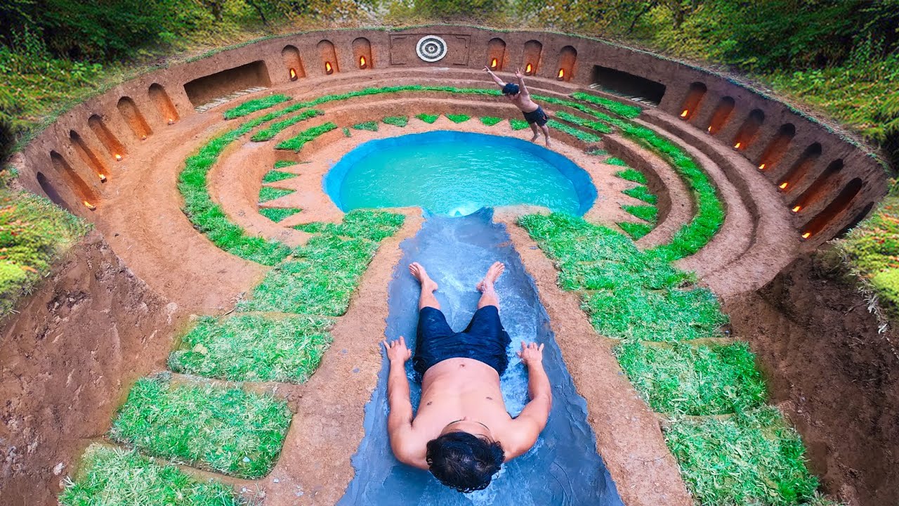 Around the pool. Подземный бассейн. Unbelievable build swimming Pool around Secret Underground House. Включи картинки сколько стоят подземные бассейны.