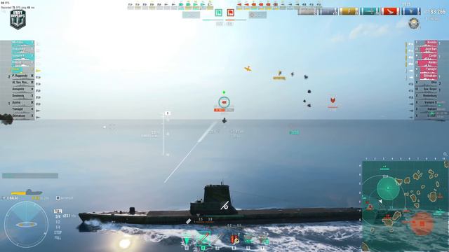 Submarine Balao: Thriller on map The Atlantic - World of Warships смотреть онлайн