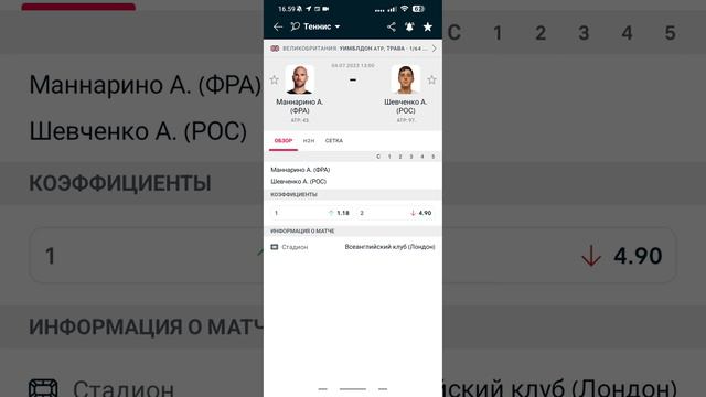 Уимблдон 2023, Адриан Маннарино - Александр Шевченко. Прогноз на матч