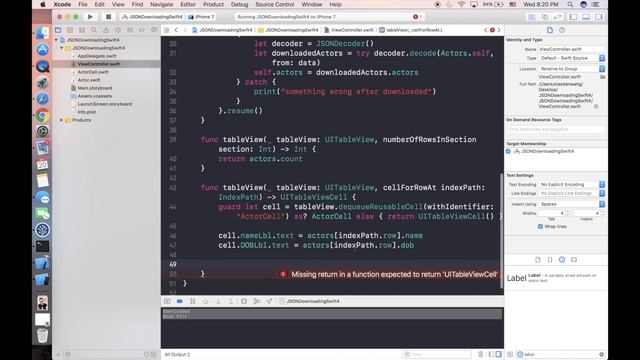 iOS Swift 4 Tutorial JSON Downloading into TableView ft iPhone X in Xcode 9 смотреть онлайн