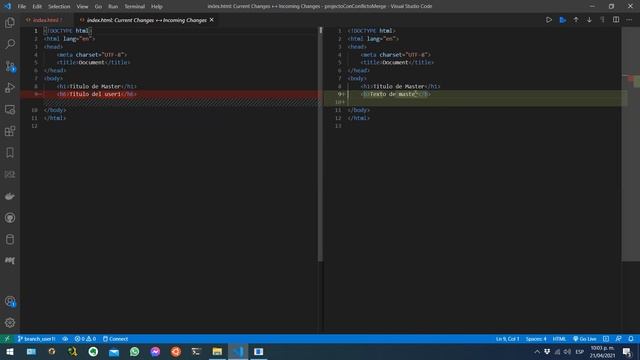 Curso de VSCode & Git | Como Solucionar un Merge Conflict (Conflicto de Merge) En VSCode Versión 1 смотреть онлайн