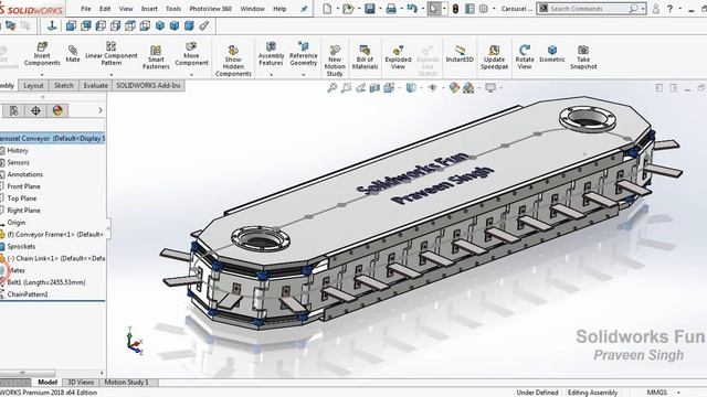 Horizontal carousel conveyor design assembly and motion study in solidworks смотреть онлайн