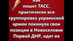 Вся группировка украинской армии покинула свои позиции в Новоселовке Первой ДНР