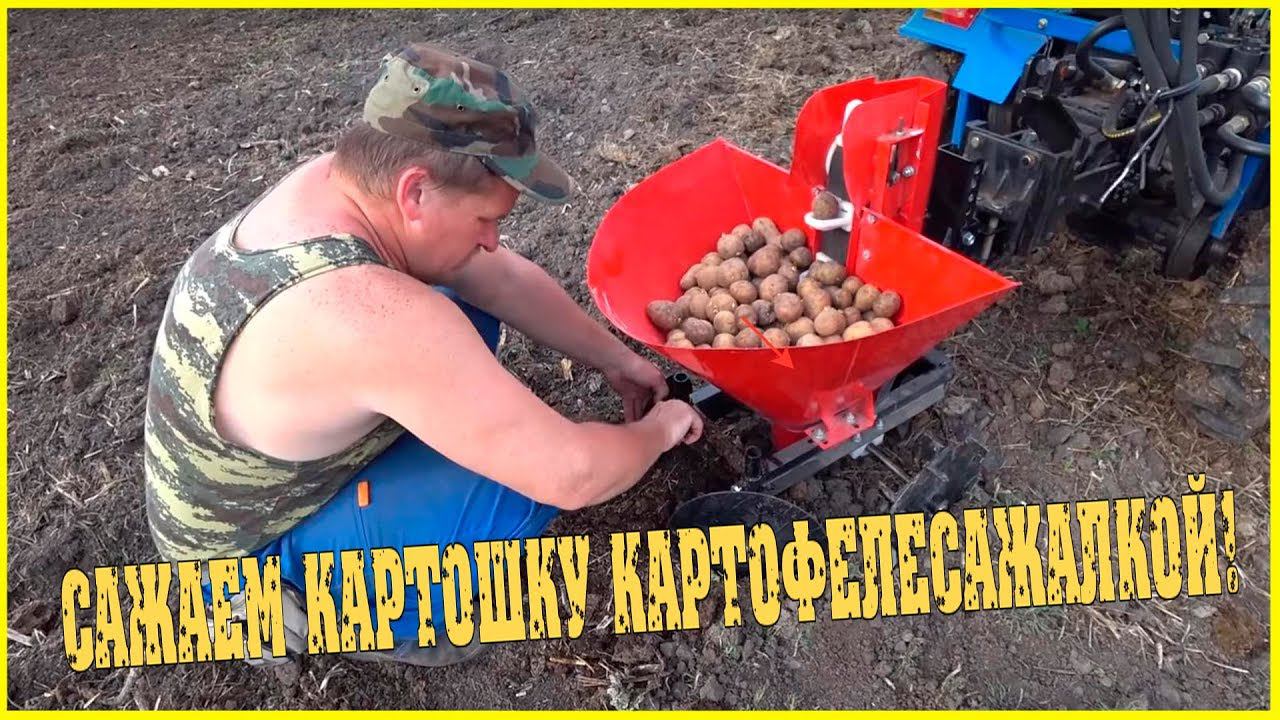 Первый раз сажаем картошку Картофелесажалкой / Семья в деревне
