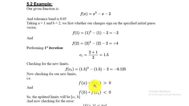 Bisection Method Solved Example in MATLAB 2020