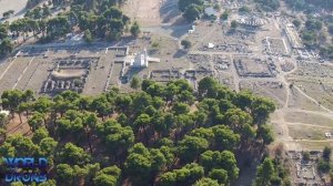 Delphy Epidaurus Sanctuary of Asclepius  Greek Ἐπίδαυρος Epidauros Drone Aerial Video : Greece