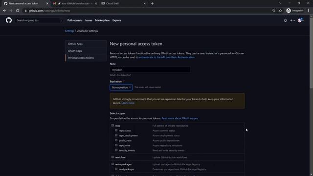 Creating personal access token in Github смотреть онлайн