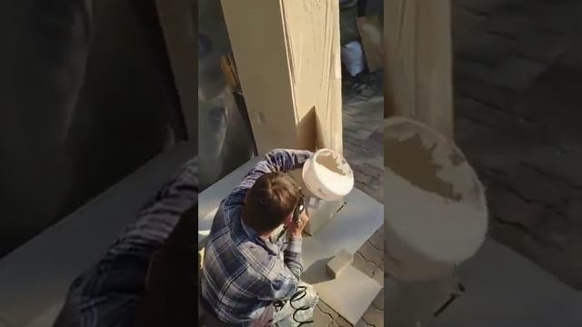 Нанесение Травертина на фасад дома. смотреть онлайн