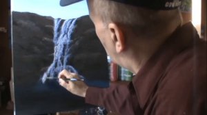 Как нарисовать водопад использованием холст, акрил