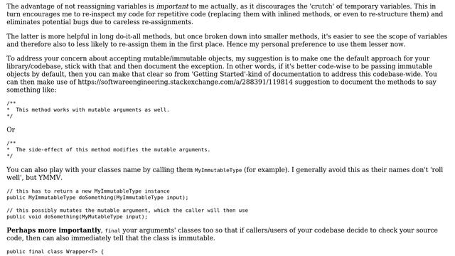 Java: using final keyword only on method parameters that expect immutable objects? смотреть онлайн