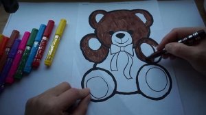 Разукрашиваем Мишку фломастерами!