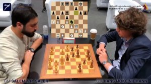 Time trouble blunder! GM Salem Saleh vs GM Hans Moke Niemann | Sheikh Hamdan Cup Blitz Chess | Duba