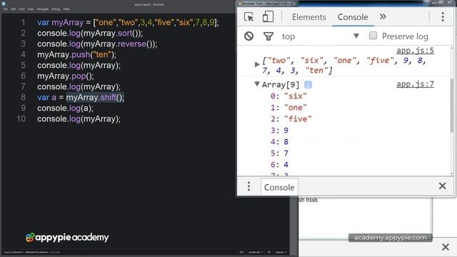 JavaScript Working with Arrays: Lesson 10