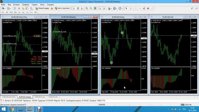 Торговля онлайн по системе Билла Вильямса Bill Williams online от 18.11.2019 смотреть онлайн