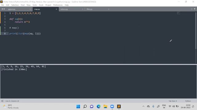 Python(Hindi) - 29 Python Functional Programming: Exploring map, reduce, and filter Functions