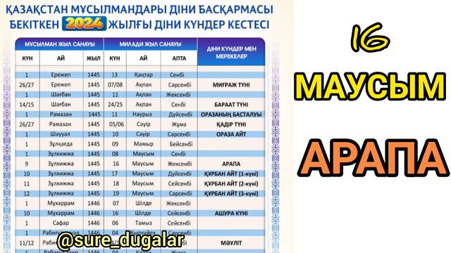 ҚҰРБАН АЙТ ҚАШАН? 2024 ЖЫЛҒЫ ДІНИ КҮНДЕР КЕСТЕСІ #2024діникесте #курбанайт2024 #құрбанайт