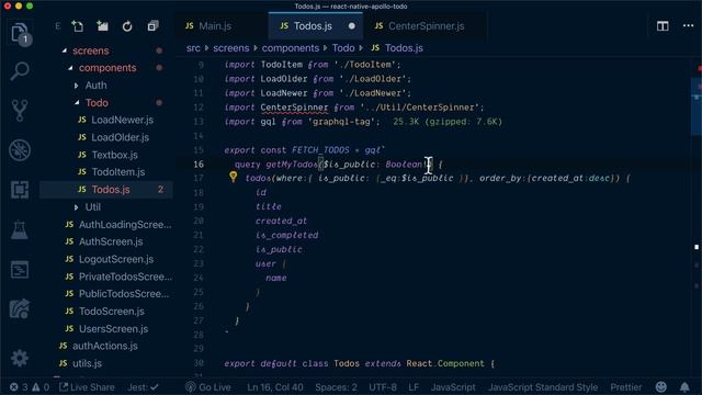 Integrate fetch todos by using Query component | GraphQL React Native Apollo Tutorial (7/22) смотреть онлайн