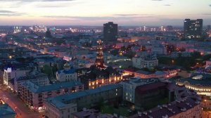 Вечерняя Казань с высоты птичьего полета 4К видео