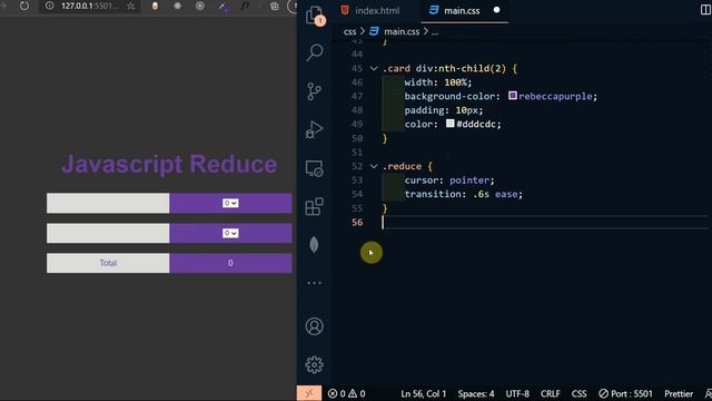 Html, Css, Javascript Reduce.