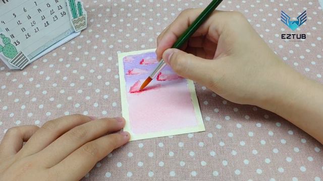 How to draw pink sky painting | Simple drawing tutorial смотреть онлайн