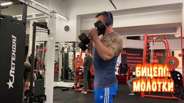Руки. Бицепс. Подъем гантелей «молотки». смотреть онлайн