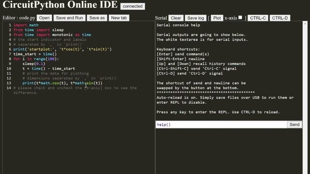 【CircuitPython IDE】Plot and Help: New Features of CircuitPython Online IDE