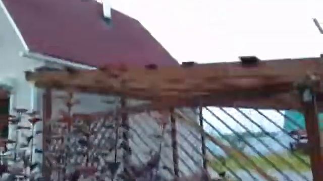 Навес для машины из бруса, кровля ондулин.