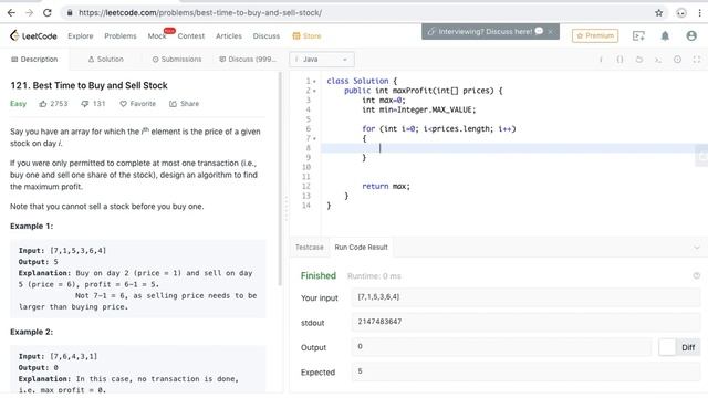 LeetCode - 121 Best Time to Buy and Sell Stock - Java 2 смотреть онлайн