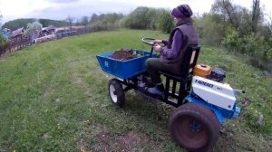 Минитрактор из мотоблока Нева. Чуть не утопили минитрактор :)