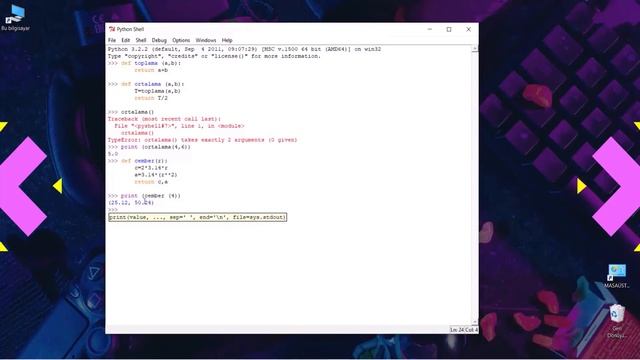 Python Bölüm 6 Codes : Global Mantıksal işleçler Def CMD Return Değişkenler İşlevler Exe Veri Giriş смотреть онлайн