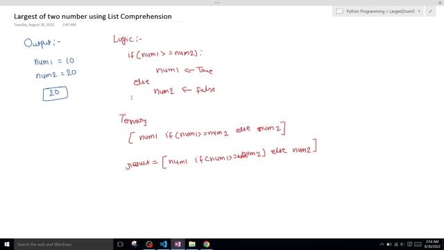 largest of two numbers in python | List Comprehension