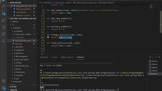 020822 Python integer, float division, operator precedence, exponent, and remainder operators