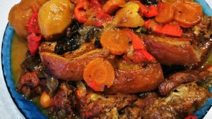 Афганский казан. Свиная грудинка с овощами.