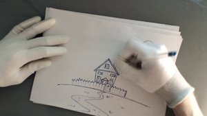 Как нарисовать деревенский домик шариковой ручкой.