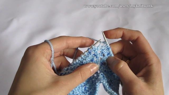 Вязание спицами. Ажурный узор "Перо" с рельефным краем.