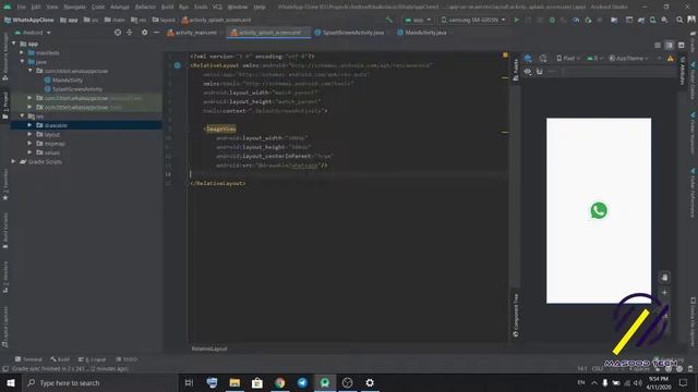 Splash Screen in Android Studio with Animation | WhatsApp Clone | Android Programming