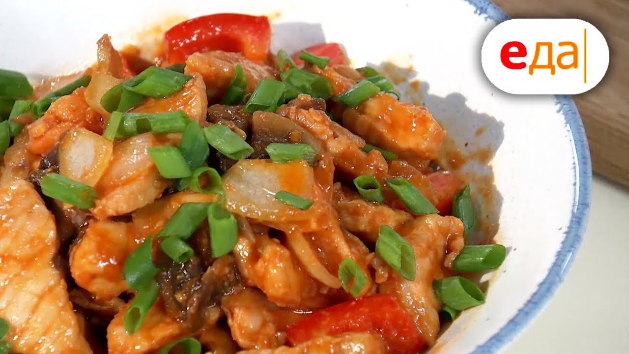 Свиные шницели и свинина с овощами и шампиньонами | Кухня по заявкам