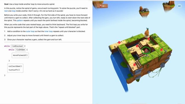 Swift Playgrounds на русском, While Loops 7 урок | Nesting Loops