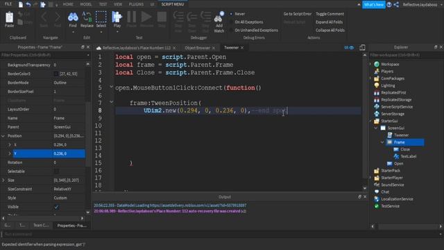 How to tween UI in ROBLOX STUDIO (Position)!!! смотреть онлайн