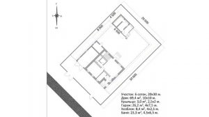 Планировка участка 6 соток и проект дома 10х10 с пристроенным гаражом. Улица с юго-запада
