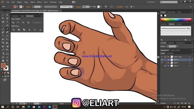 Adobe illustrator : drawing hand tutorial in illustrator step by step