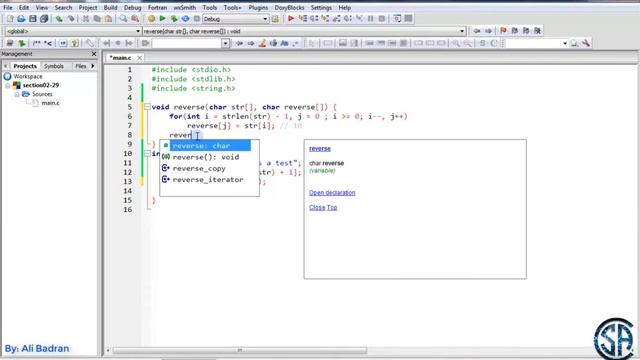 Program to reverse a string without using strrev in C Language