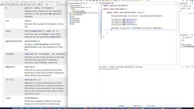 How to use ArrayList toArray function in Java