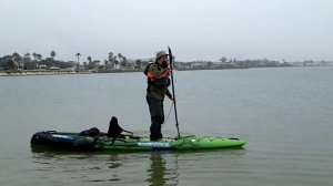 Standing in a Viking Kayak Profish 400 in Rockport,Texas