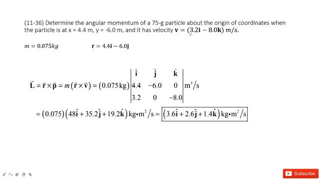 (11-36) Determine the angular momentum of a 75-g particle about the origin of coordinates when the смотреть онлайн