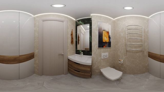 Санузел в мраморе. Видео 360 в 4К смотреть онлайн