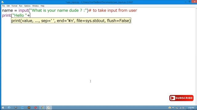 Getting user input ( ) Ep6 | Input ( ) Function | Get User Input In Python | Yoo The Best |